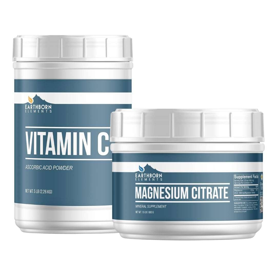 Earthborn Elements Vitamin C Powder and Magnesium Citrate Bundle, Various Sizes, Dietary Supplement, No Additives or Fillers 1