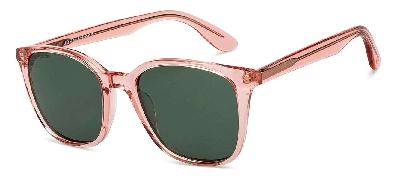 John Jacobs | UV Protection Sunglasses For Men & Women | Full Rim Square JJ S13313-C1 (Pink) 1