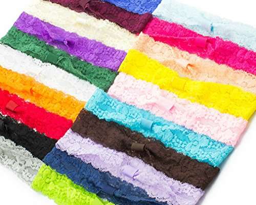JLIKA Baby Girl Lace Fashion Interchangeable Headbands 1 inch Wide Headwrap - 20 Pack 5