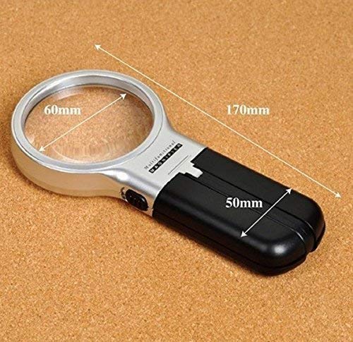 Rangwell Magnifying Lens 3X High-Powered Magnification Hand-Held Folding Magnifier Glass with LED Lights Stand and UV Protection for Reading A4, Newspaper, Soldering, map(7006) 4