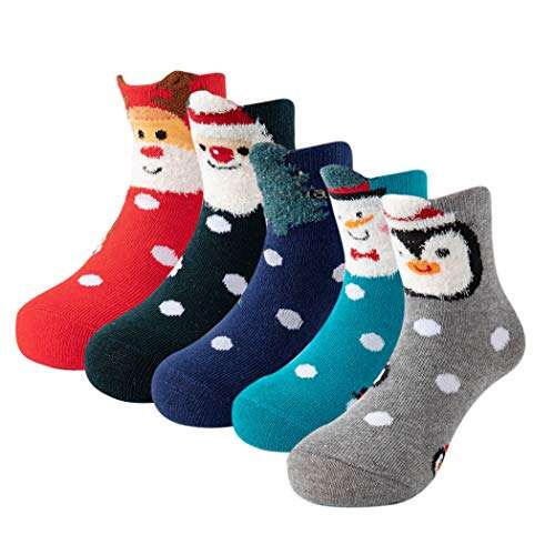 Yvinak Unisex Kids Cartoon Christmas Winter Cute Socks Children Toddler Girls Boys Xmas Funny Winter Warm Socks (Color c, 4-7 Years) 1