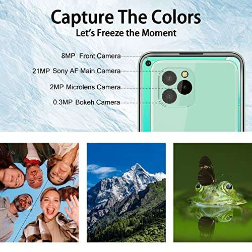 OUKITEL C21 Pro Unlocked Android 11 Smartphone with 6.39" HD+ Display, 4GB RAM, 64GB ROM, 21MP Camera, 4000mAh Battery, Dual SIM, Face ID - Green 3