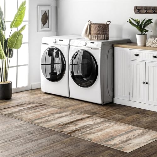 Collive Modern Abstract Washable Runner Rugs 2x6, Hallway Rug Runner Non-Slip Soft Kitchen Runner Rugs Distressed Long Carpet Runners for Entryway Bathroom Laundry Doorway 5