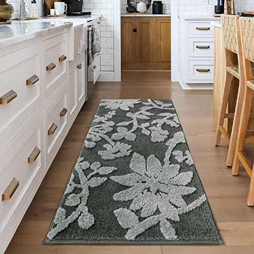 DEXDE Bathroom Runner Rugs Long Bath Mat Non-Slip, Luxury Soft Absorbent Washable Microfiber Bath Mats for Bathroom Floor, Large Bath Carpet for Tub, Shower, 24"x47", Grey 2
