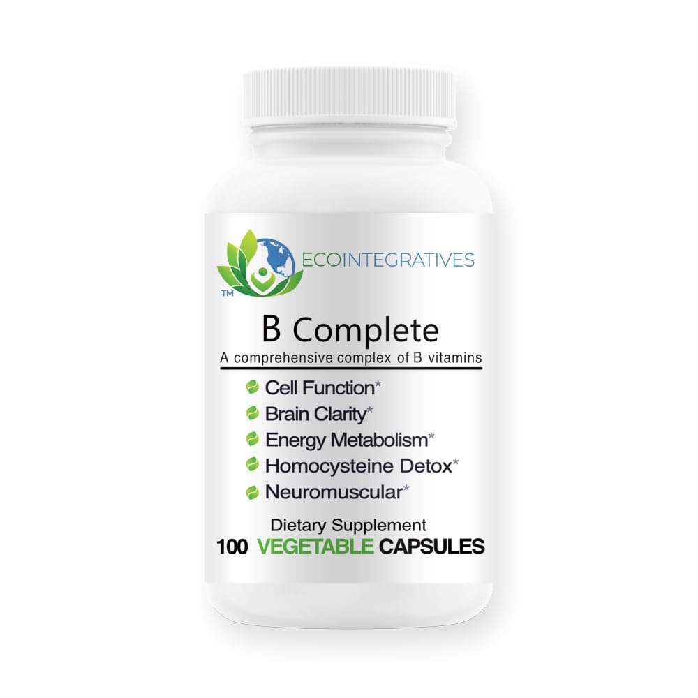 EcoIntegratives B Complete with Folate, All Vitamins B1, B2, B3, B5, B6, B7, B9, B12, and Choline Bitartrate for Energy, Brain Clarity, Neuro, Metabolism 100 Vegan Capsules 1