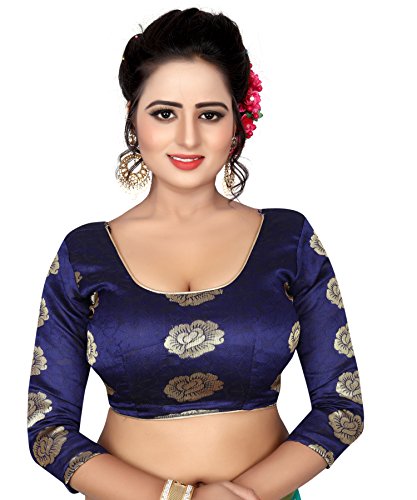 PERFECTBLUE Women's Chiffon Saree With Blouse Piece (Na6azmin_Light Pink_Free Size_Light Pink) 4