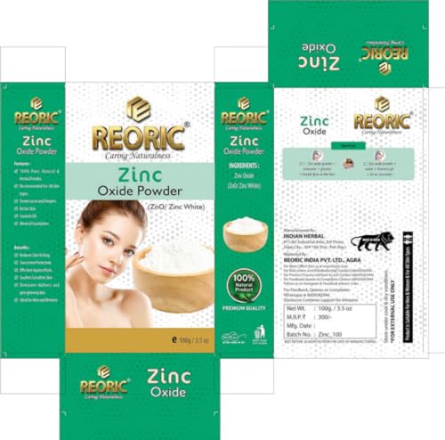 Reoric zinc oxide powder non nano for skin |zinc oxide |zinc oxide powder for face|zno powder |zno non nano particles |zinc oxide sunscreen |zinc oxide powder for painting(100g, Pack of 1) 3