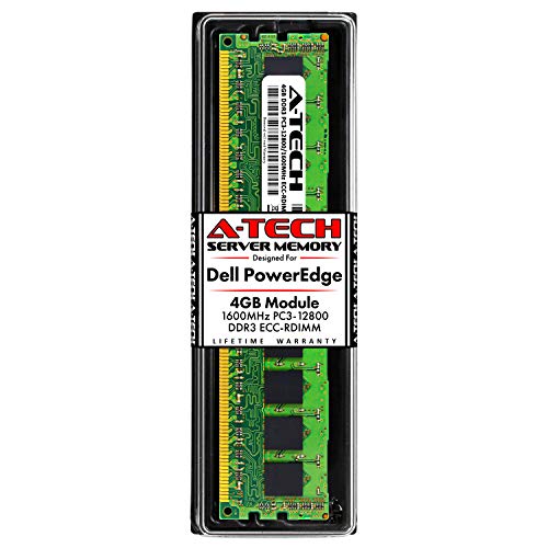 A-Tech 4GB RAM for Dell PowerEdge M420, M520, M620, M820 Servers | DDR3 1600MHz ECC-RDIMM PC3-12800 1Rx4 1.5V 240-Pin ECC Registered DIMM Server Memory Upgrade Module 1
