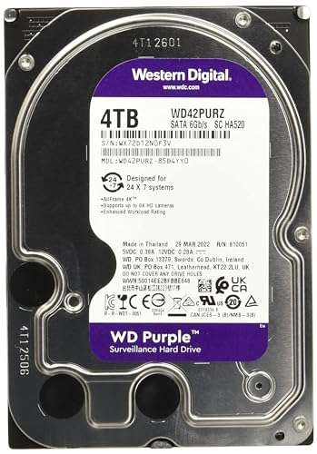 Western Digital 4TB WD Purple Surveillance Internal Hard Drive HDD - SATA 6 Gb/s, 256 MB Cache, 3.5" - WD42PURZ 2