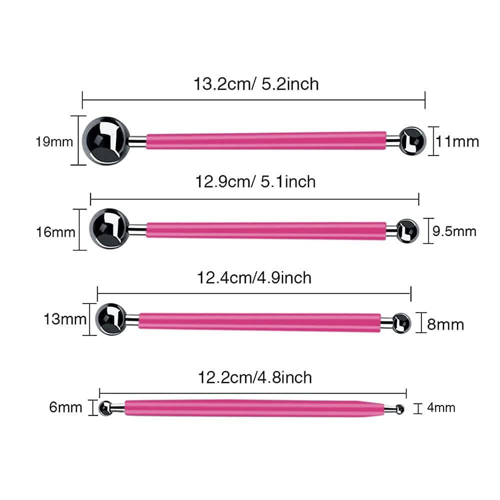 4-Piece Fondant Cake Decorating Tools – Clay Flower Sugarcraft Ball Models DIY Tool Set for Cake Decorating and Crafting 3