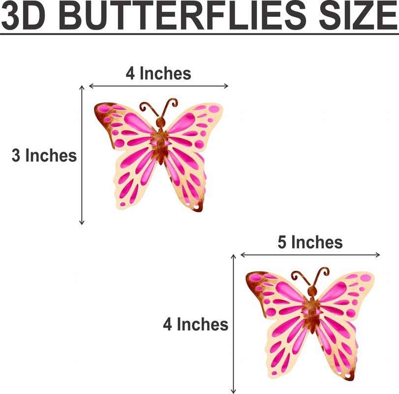 Untumble Butterfly Stickers for Balloon Decoration | Pink & Gold Butterfly 3D Stickers for Wall Decoration | Butterfly Decoration Items | Butterfly Stickers for Birthday Decoration | Pack of 6 4