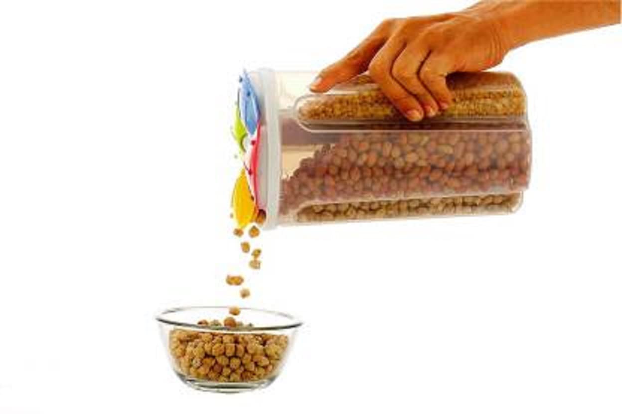Shopfleet 4 Section Air Tight Food Grain Storage Masala Cereal Dispenser Jar Container Box 2500ml (Set of 2) 3