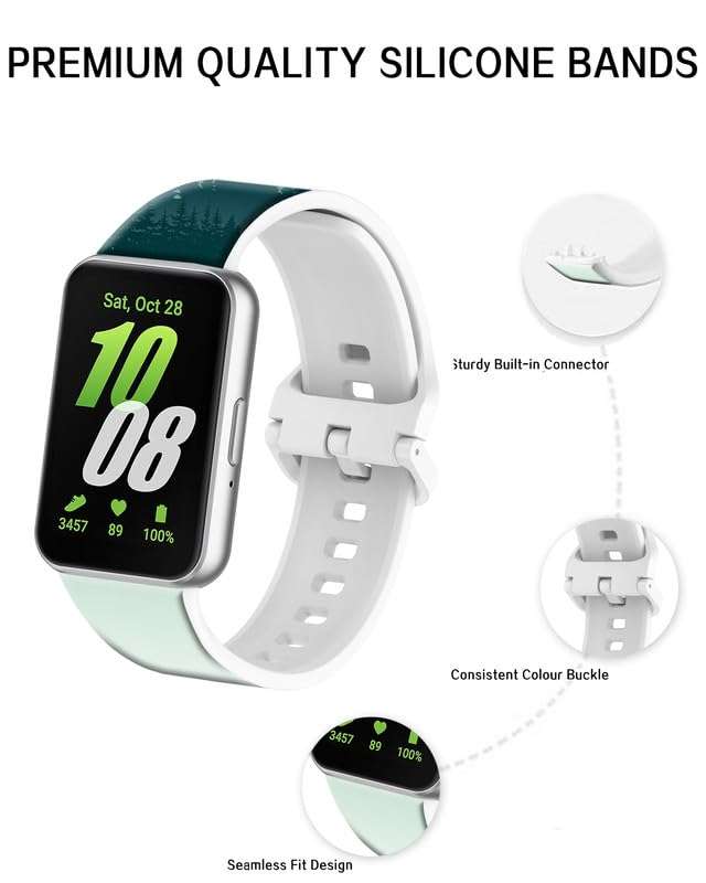 LIKLNAPQ Compatible with Galaxy Fit3 Band for Women&Men, Soft Silicone Replacement Straps Adjustable Sport Wristbands for Galaxy Fit 3 SM-R390 Smartwatch(Beautiful Green Mountain) 3
