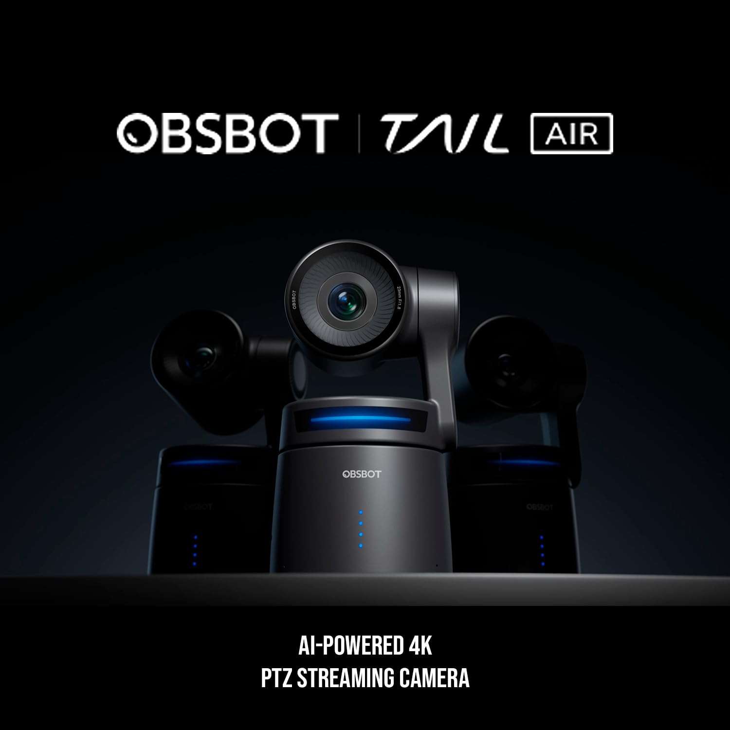 OBSBOT Tail Air AI-Powered 4K PTZ Streaming Camera Bundle (Black) with Adapter (Black), Tripod, Remote Controller (Black), 256GB Memory Card, and HDMI Cable (Silver, 2-Pack) (6 Items) 3