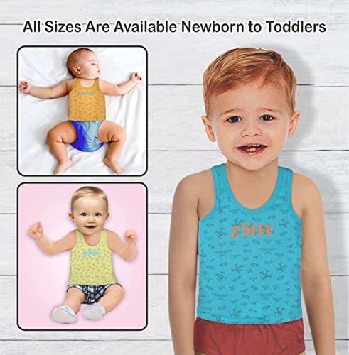 TINY LOOKS Kids Vest Infants Sando Unisex Sleeveless Regular Fit Undershirts for Boys Girls Hosiery Inner for Baby Cotton Inner Wear Sando Unisex Baby Vest 6-12 Month Pack of 6 Multicolour 2