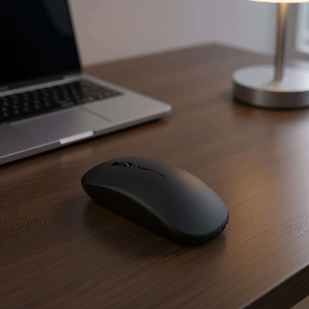 Bluetooth Dual-Mode Wireless Mouse | Rechargeable 2.4GHz & Bluetooth Connectivity, RGB Luminous Light Blue & Matte Black | Laptop, Notebook, Gaming & Office Use 4