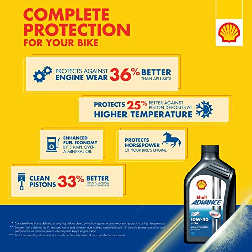 Shell Advance Ultra 4T 10W-40 API SN Fully Synthetic Motorbike Engine Oil (1 L) 3