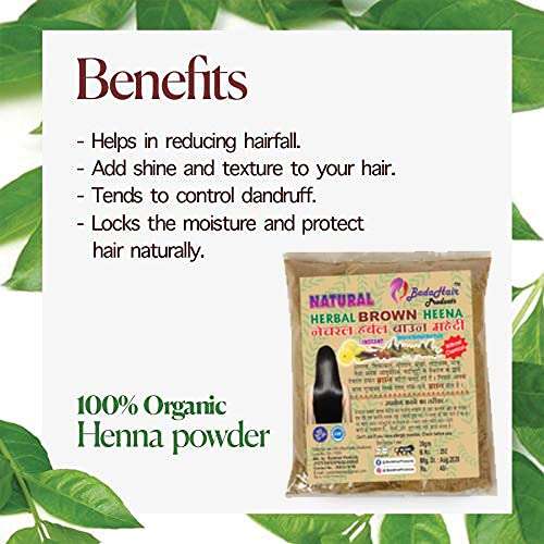Badahair products Natural Herbal Organic Henna Mehendi Hair Powder Pack for Special Ammonia Free| Amonia Free Herbal Based| Henna Hair Colour Powder| Use Men, Women Natural - Brown (30 Gram Each, 2) 3
