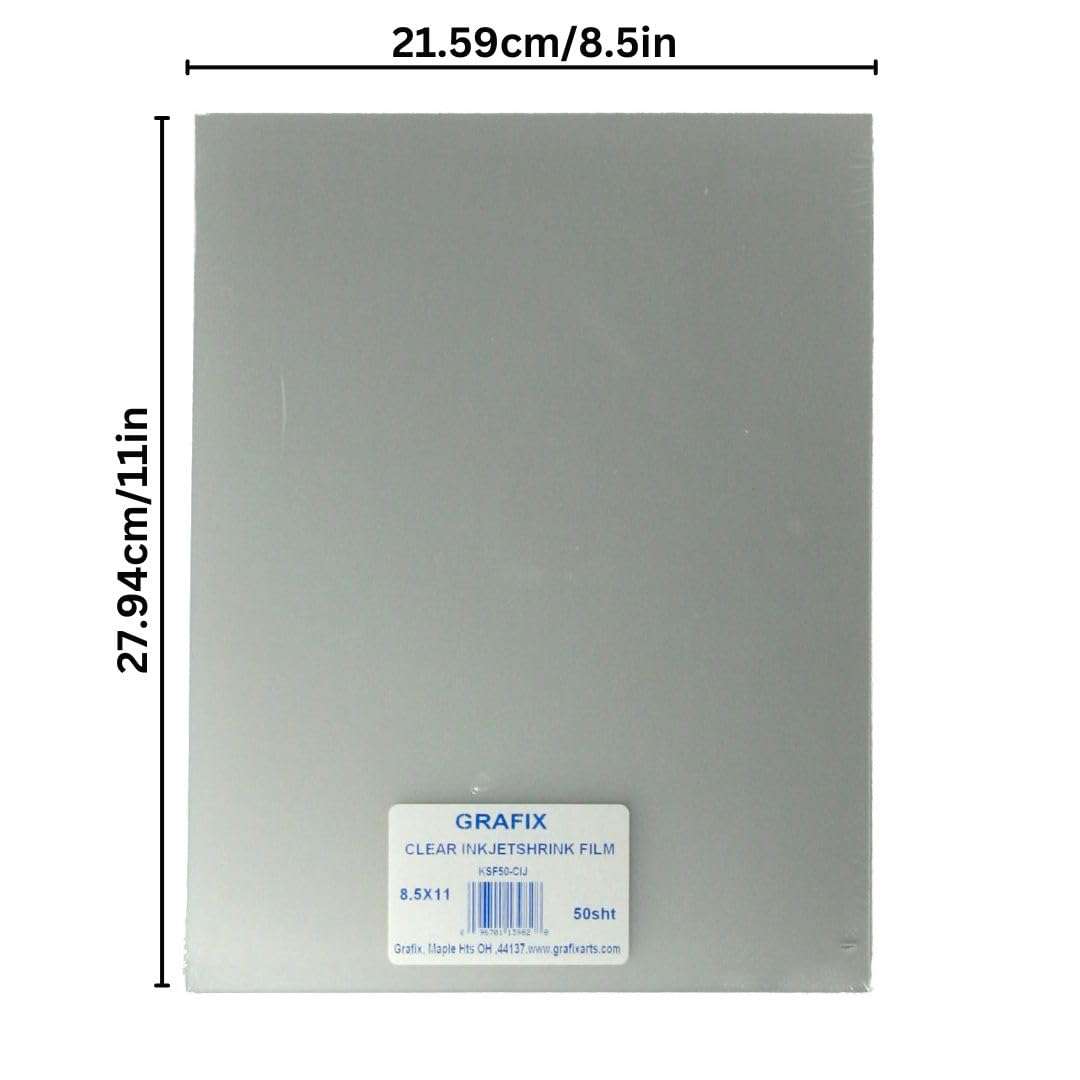 Grafix Ink-Jet Printable Shrink Film – Clear, 8.5 x 11”, Pack of 50 – Printable Shrink Sheets, Design Your Art, Print, and Shrink It to Create Jewelry, Embellishments, Paper Crafts, Ornaments and More 3