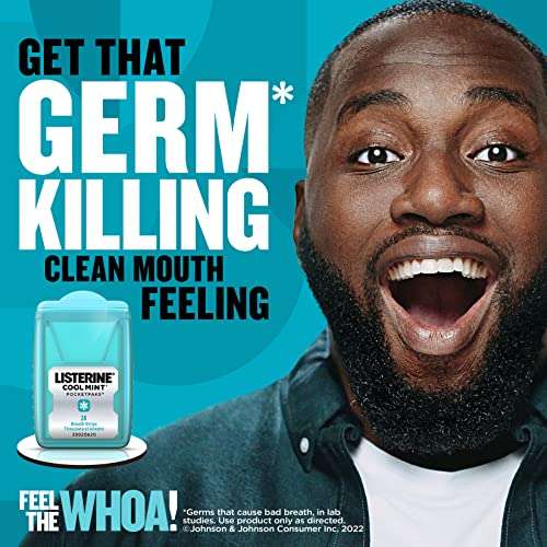 Listerine Cool Mint PocketPaks Portable Breath Strips for Bad Breath, Fresh Breath Strips Dissolve Instantly to Kill 99% of Bad Breath Germs* On-The-Go, Cool Mint, 12 Pack 3