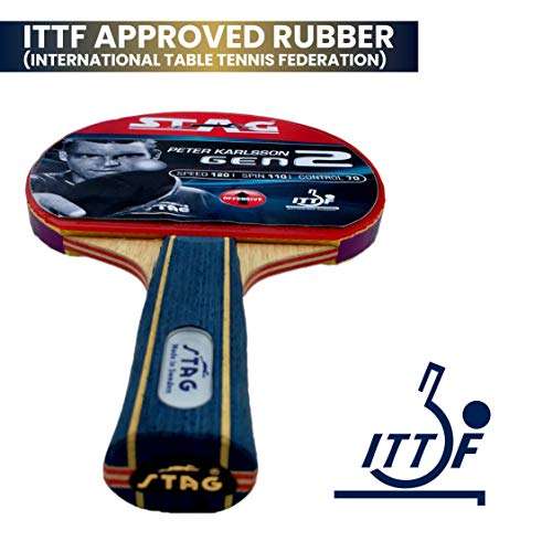 STAG Advanced ITTF Approved Rubber Peter Karlsson Gen II Table Tennis Racquet, Multicolour, 172 grams 5