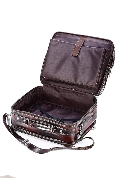 Drumstone Premium Real Leather Trolley Laptop Bag with Flexible Lightweight Design Office Executive Four Wheeler - Trolley Bag Flexible Light Weighted Handle Gift for Student Or Parent 6