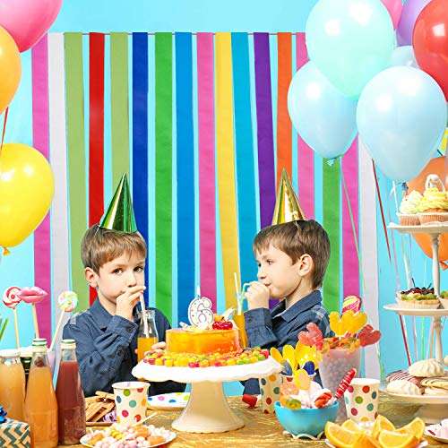 98.4 Feet Crepe Paper Streamers | Pack of 9 Color Rolls | Party Rainbow Decorations in Red, Orange, Yellow, Green, Blue & Purple | Fun Colorful Birthday, Booth Backdrop, Wedding Ceremony, Festival & Event Decor 6