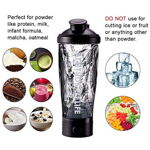 UPSTYLE 20 oz Electric Protein Powder Shaker Bottles Portable Vortex Hand Mixer Cups BPA Free Tritan Mug for Fitness Cocktail Smoothie Best Gym Accessories for Women Men (White) 2