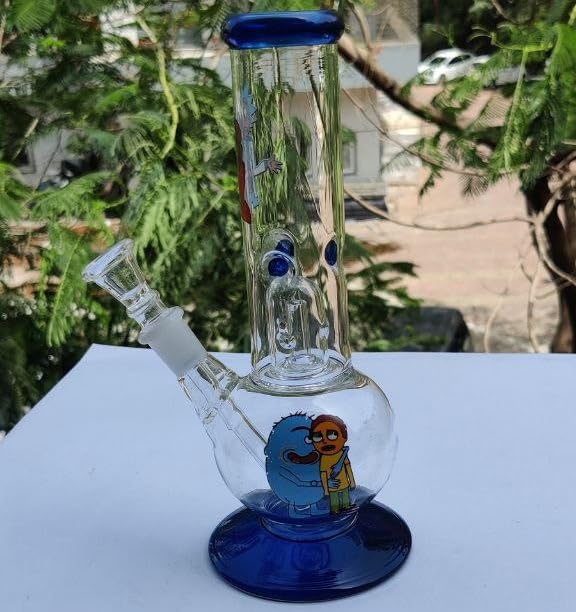 STRONG BONG Glass Percolator Bong | Rick & Morty | Size 8" (20cm) | Built-in Ice Catcher| Smoking Waterpipe | Blue 5