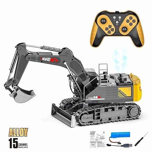 Relizaa RC Excavator, 1:18 Scale, 2.4GHz 15 Channel RC Construction Truck, Engineering Vehicles Educational Toys with Smoke &Light and Music for Kids, Boys and Girls 4