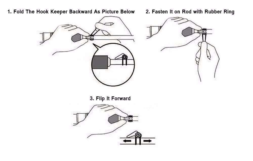 JueDi Fishing Rod Hook Keeper Fishing Rod Hook Holder with 3 Different Rubber Rings Fish Hook Keeper 10pcs Black 4