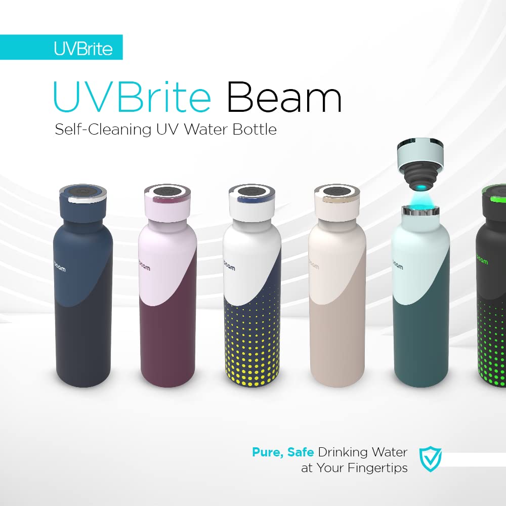 UVBRITE Beam Self-Cleaning UV Water Bottle - 24 Oz Insulated Stainless Steel Bottle - Rechargeable Sterilizing Bottle with Safety Lock Push Button Quick Purification for Safe Drinking Water Anywhere 2