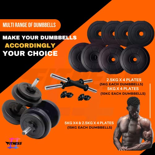 Hashtag Fitness Home Gym Set 10kg 50kg gym equipment set for home workout,fitness equipment dumbbells set for home gym (50kg, Pvc) 2