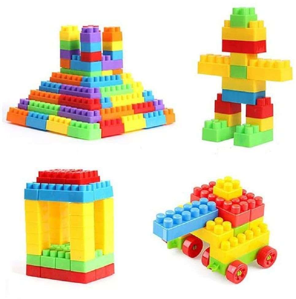 MOBCLIXS Building Blocks with Wheels Toy Block Games for Kids-(52 Blocks with 8 Wheels) 3
