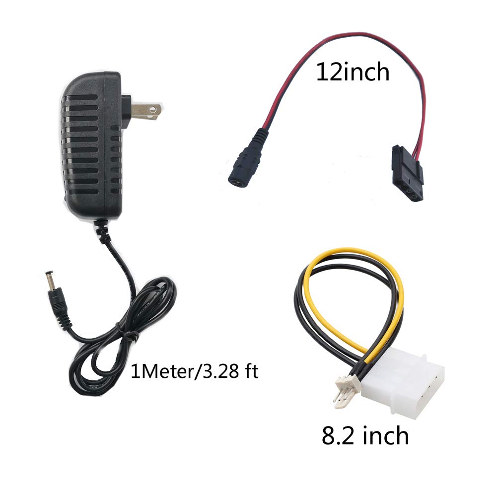 Delinx DC 12V 2A Power Adapter PC Fan Power Supply 3 pin 4pin Molex Cable Connector (12V 2A 4-pin Molex Female Connector) 2