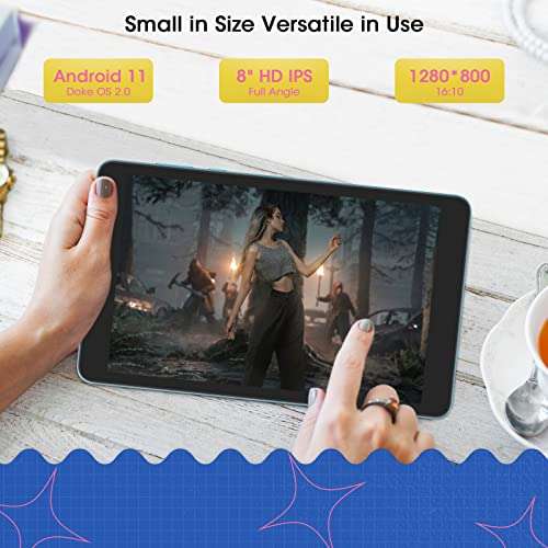 Blackview Tablet 8 inch Android Tablet, Tab6 Android 11 Tablet, 2.0GHz Quad-Core Processor, 3GB RAM 32GB ROM Gaming Tablet, 1280×800 HD IPS Display, 5580mAh Battery, 2.4G+5G Dual WiFi Bluetooth 5.0 5