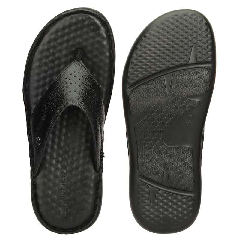 HAUTTON Men's Geniune Leather Casual Padding Slipper | Stylish Comfortable Slippers & Sandals Blue 7 5