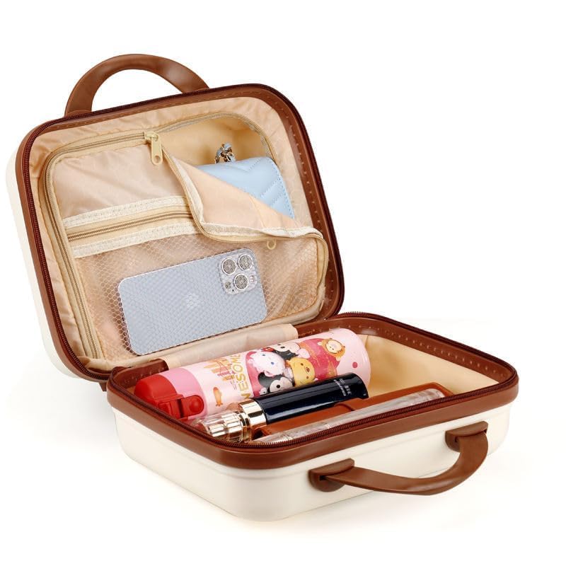 TONSYL Small Size Hard Shell Cosmetic Travel Hand Luggage Portable Carrying Makeup Case Suitcase Organizer Box Travel Vanity Luggage Mini Case Water Proof Cosmetic Bag 6