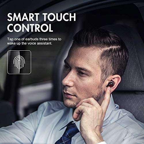 HAVIT - Most Compact & Comfortable TWS Bluetooth Earbuds with Wireless Charging Case, Binaural Sound, Touch Control, Deep Bass (i95) Black 5