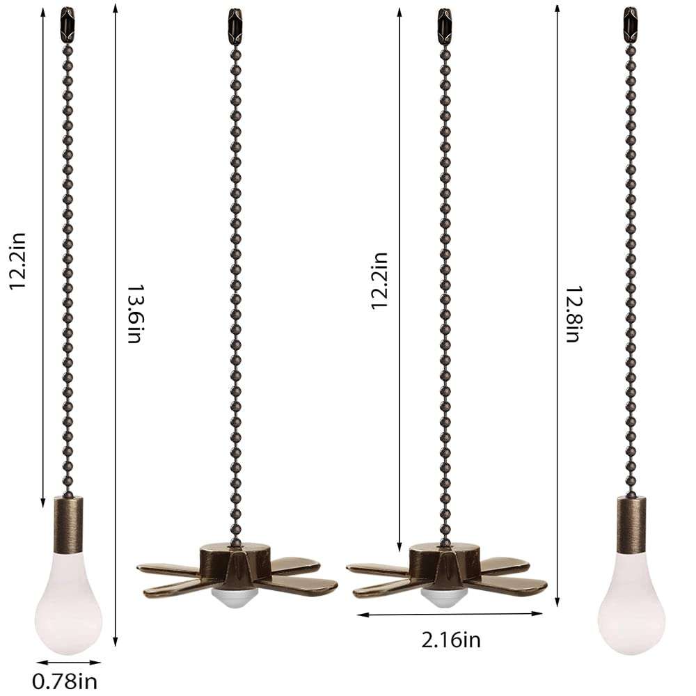 Ceiling Fan Pull Chain, 13.6 Inches Fan Pulls Set with Connector, 2 Pack 3mm Diameter Beaded Ball Fan Pull Chain (Bronzeï¼â€° 5