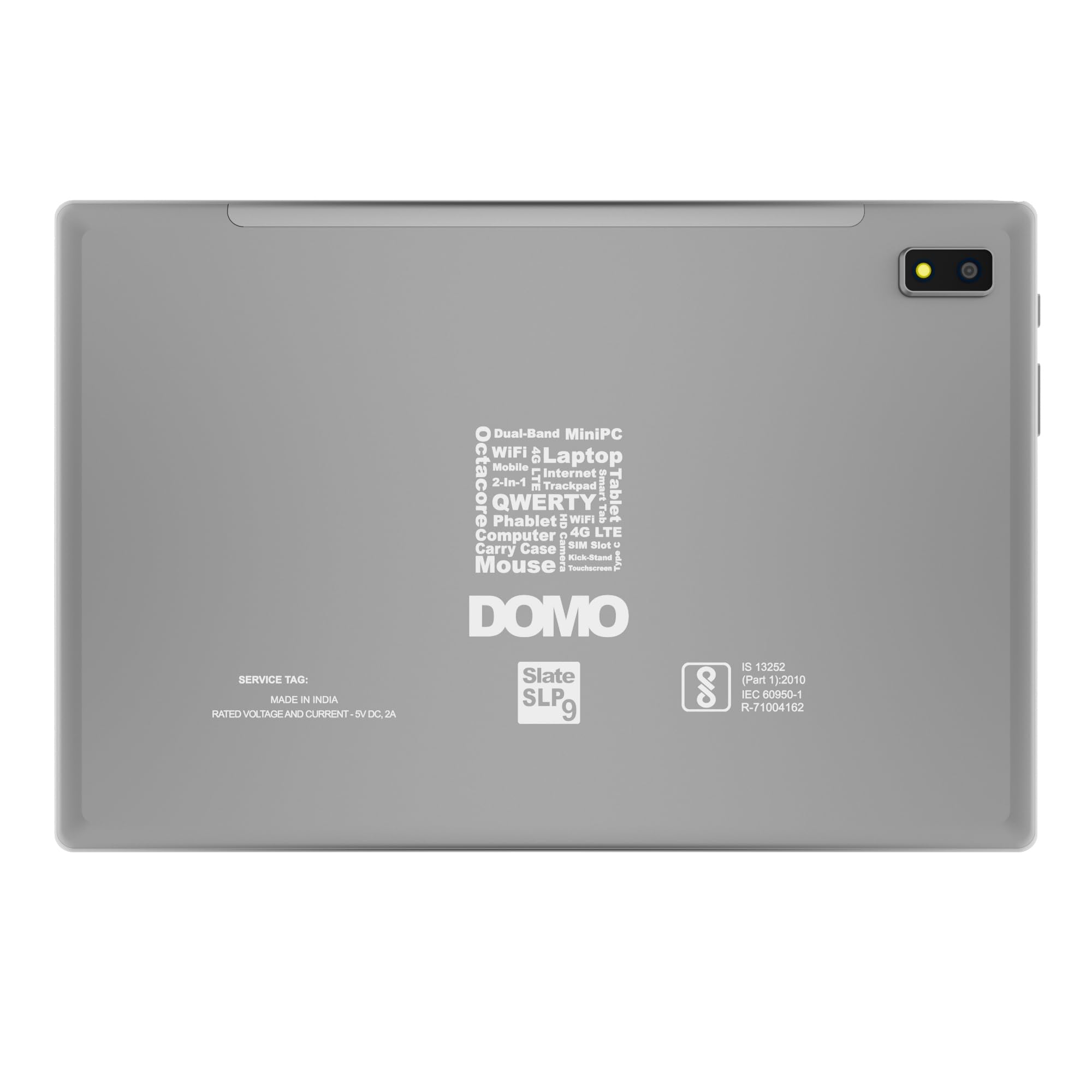 DOMO Slate SLP9 4G Tablet PC, 6765 10.1-Inch LCD, 4GB RAM, 64GB Storage, Glass Touch Screen, Volte, Dual SIM Slots, Octa Core CPU, GPS, Bluetooth (Grey) 6