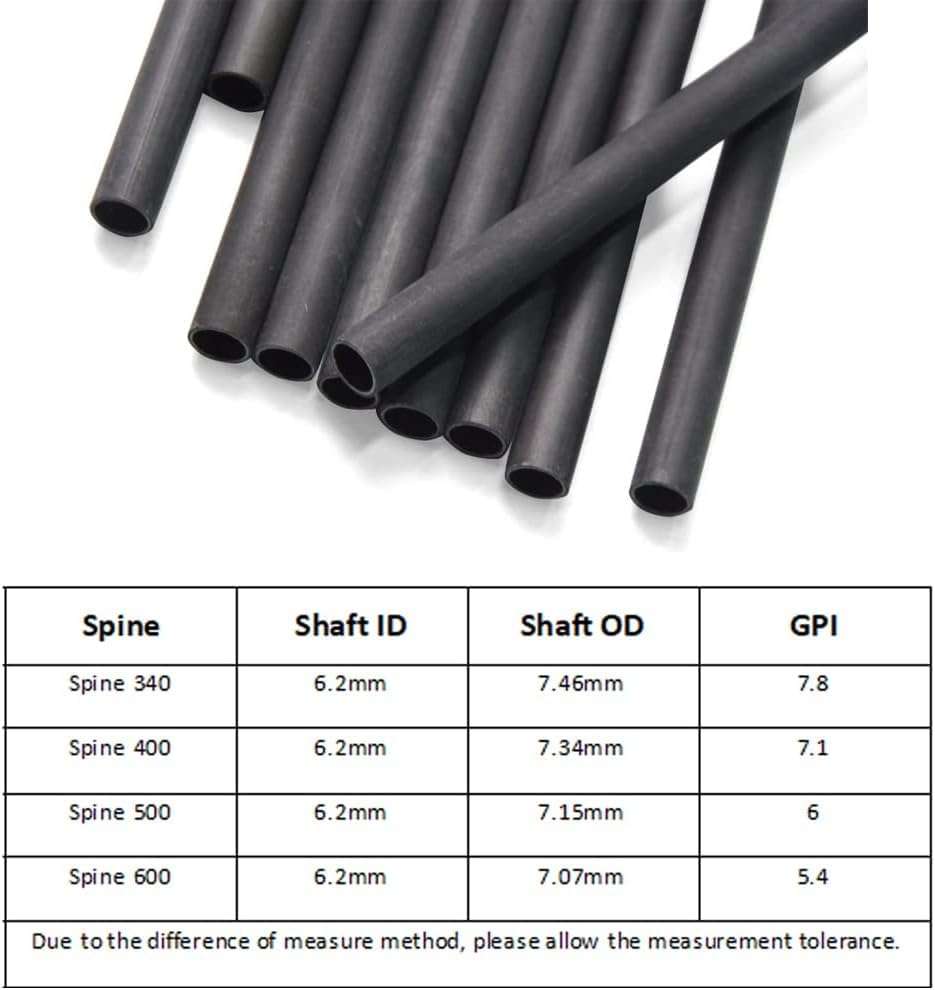 ZSHJGJR 30 Inch Pure Carbon Arrow Shaft 340 400 500 600 Spine Carbon Bare Shaft Tube ID 6.2mm for DIY Archery 6/12/24pcs (Spine 500, 24) 5