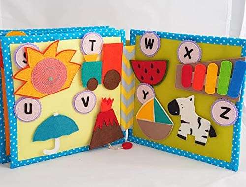 ChubbyCheeks A to Z English Alphabet 8 Pages Quiet/Soft Book Educational Toys for Independant playtime montessori Toys for Infants, Toddlers & Kids Early learning letter toy for babies kids touch book 5