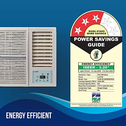 Lloyd 1.0 Ton 3 Star Fixed Speed Window AC (Copper, 2023 Model, White with Silver Deco Strip, GLW12C3XWSEW) 2