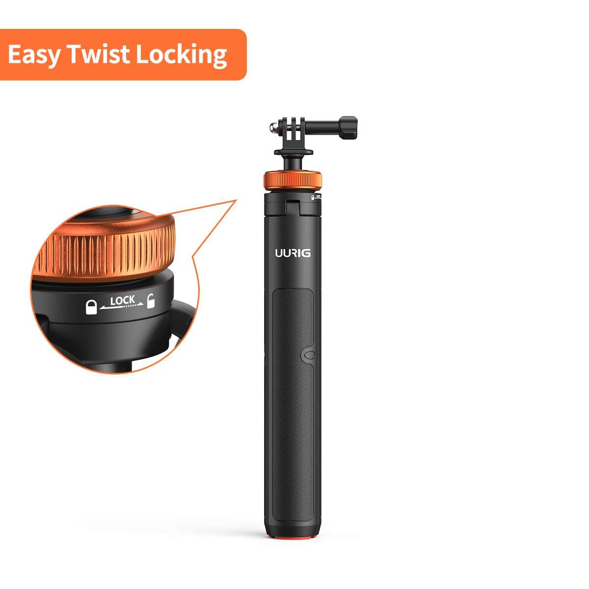 UURig Telescopic Selfie Stick Long with Tripod, Waterproof Hand Grip, for Insta360 GoPro Hero 10 9 8 7 6 5 4 3 2, Fusion, Max, Session, AKASO, SJCAM, DJI OSMO Action Cameras 5