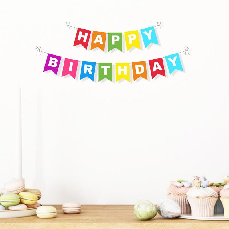 Untumble Multicolor Theme Birthday Banner | Happy Birthday Banner For Boys & Girls | Goes Well With Rainbow Theme Birthday Decorations | Happy Birthday Banner for Kids & Adults | Pack of 1 4