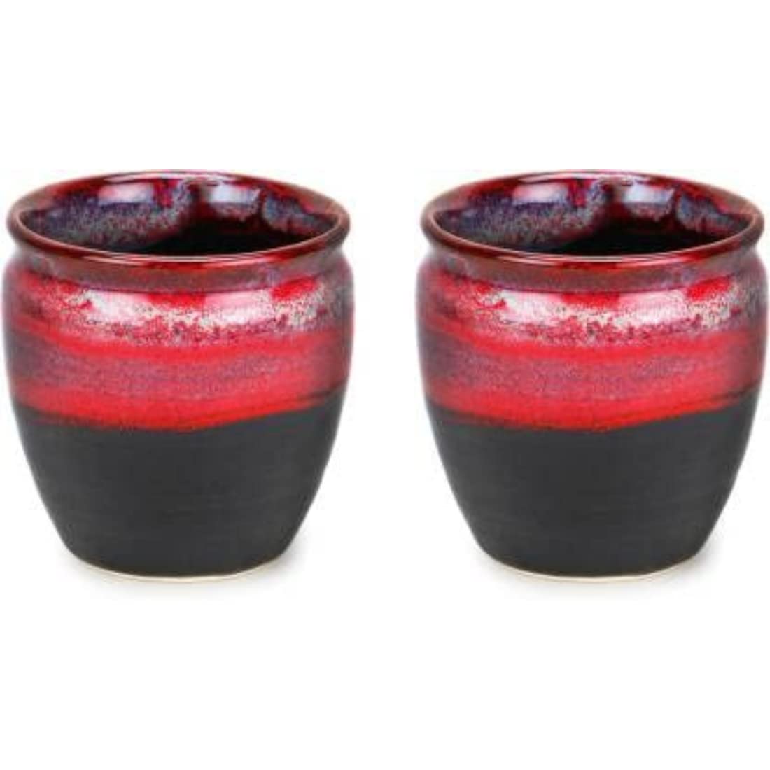 SilverBoons Crimson Hand Glazed Ceramic Khulad Tea Cups | Kullar Cups for Tea/Coffee | Ceramic Kulhad Mugs |Handmade Kullar Tea Set |Traditional Style Cup | Kullar Chai Cups (Set of 2) 1