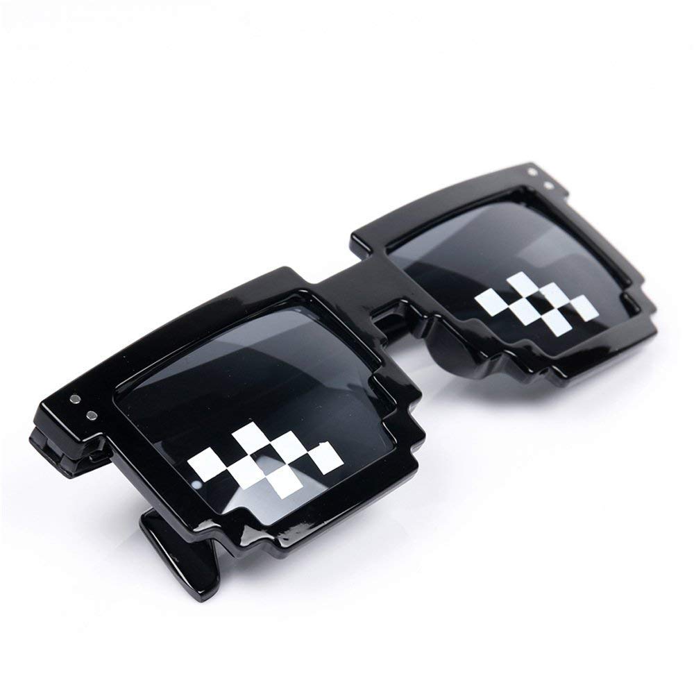[2 Pack] Thug Life Sunglasses, Men Women Glass 8 Bit Pixel Mosaic Glasses Photo Props Unisex Sunglass Toy - Black 5