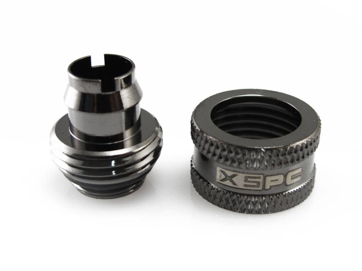 XSPC Matte Black EPDM Tubing (2 Meters) and G1/4" 3/8" ID, 1/2" OD Compression Fitting V2 Bundle, Black Chrome, 8-Pack 4