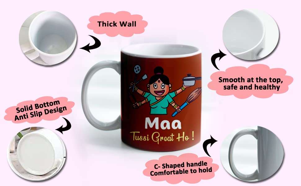 ME & YOU "Maa Tusi Great Ho Printed Cushion for Mother/Mom Hamper |Cushion with Coffee Mug Gift for Mom | Mother Day Combo Mummy Gift |Gift for Mom 3
